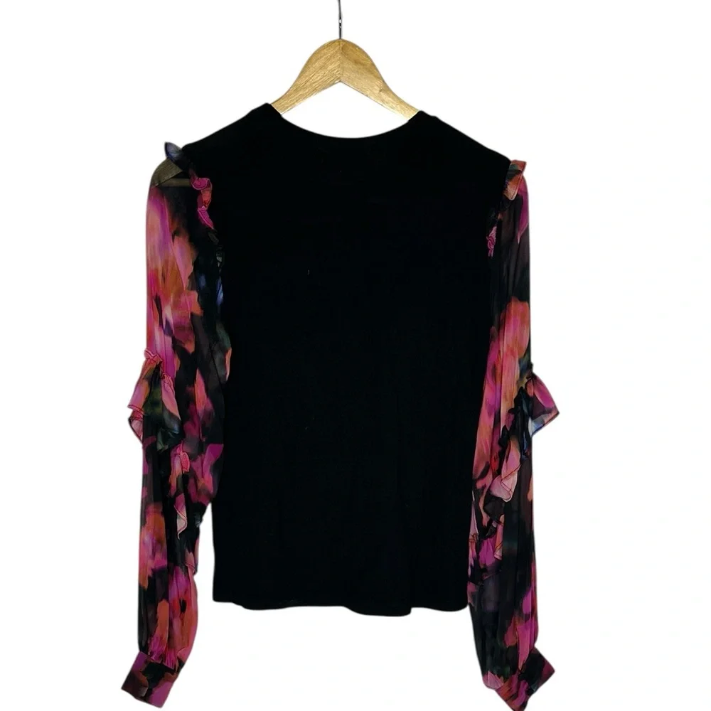 Like New Generation Love Joni Floral Sleeve Silk Top xs - Picture 5 of 13